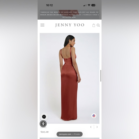 Jenny Yoo Bridesmaid Dress English Rose Luxe Satin Size 6 - Picture 3 of 13